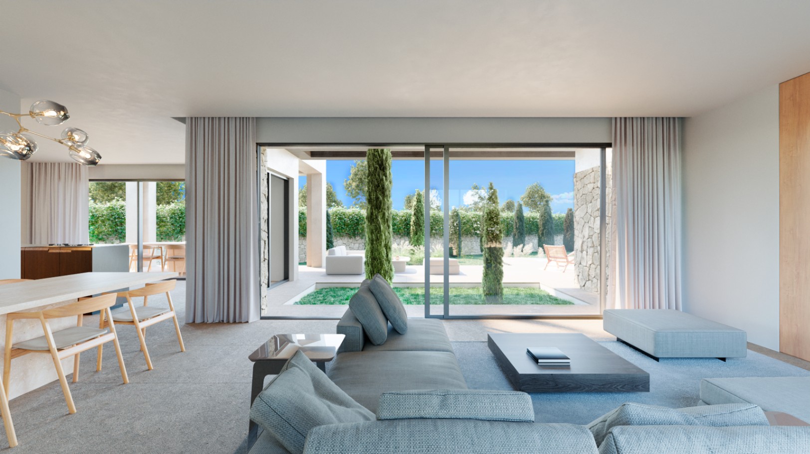 Villa moderna de lujo con estilo mediterráneo contemporáneo y características elegantes